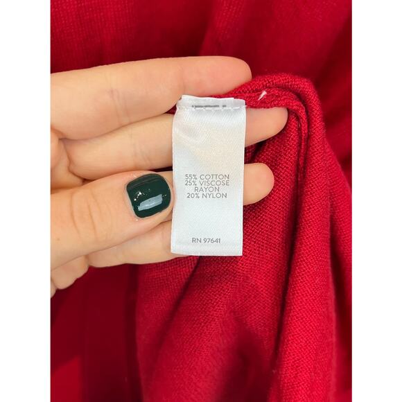 J. JILL Petite XL PXL Highland V-Neck Sweater Pullover Cotton Blend Red Size - Picture 5 of 6